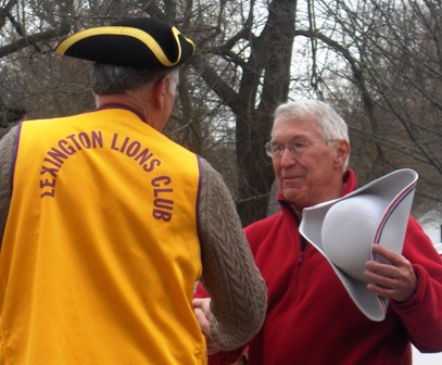 F. David Wells, Jr. receiving the White Tricorne Hat from Lions President Alan Wrigley